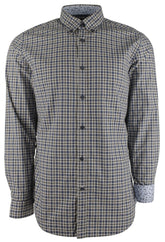 Men's Lod Regular Fit Plaid Long Sleeve Shirt-DB-Large Dark Blue